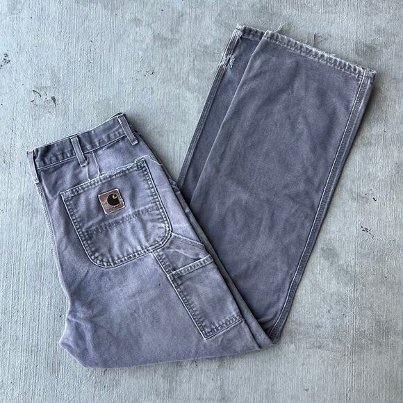 Vintage faded gray carhartt work wear carpenter pants - Picture 1 of 12